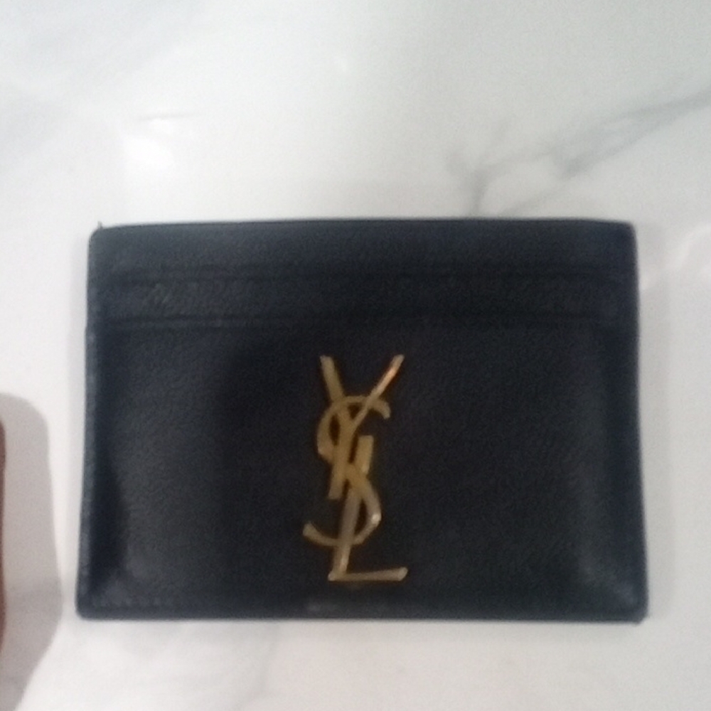 Yves Saint Laurent Black Card Holder with Gold Logo